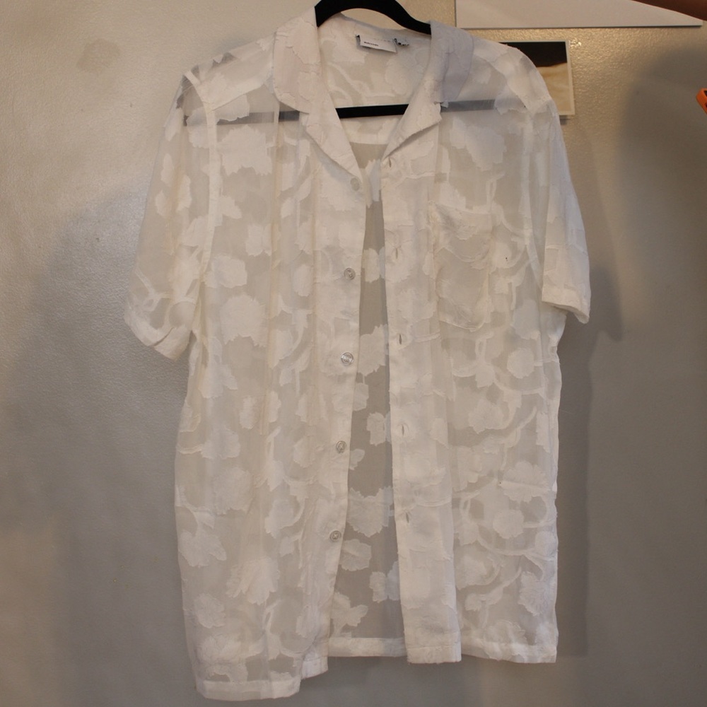 Sheer Floral Button Up